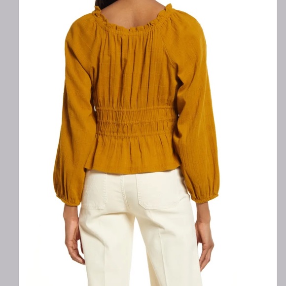 NWT Madewell Sophia Textured Plaid Cotton Gold Top Medium - Picture 2 of 11